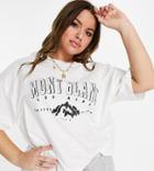 Asos Design Curve Oversized T-shirt With Vintage Mountain Print In White