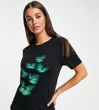 Asos Design Tall T-shirt With Photgraphic Butterfly Print In Black