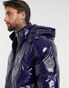 The Couture Club Puffer Jacket In Blue Vinyl