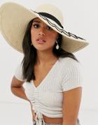 Lipsy Zigzag Straw Sun Hat - Beige