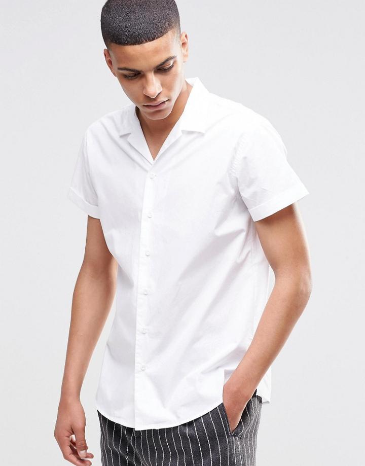 Selected Homme Short Sleeve Revere Collar Shirt - White