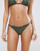 Asos Mix And Match Crochet Tie Side Brazilian Bikini Bottom - Green