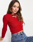 Asos Design Sweater With Twist Neck Detail-red