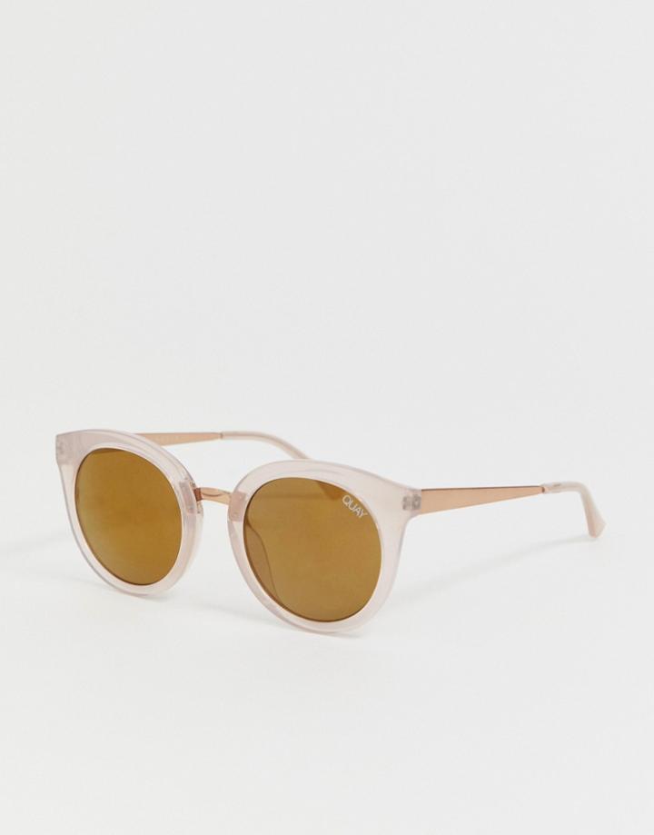 Quay Australia X Benefit Shook Round Sunglasses In Pink - Pink