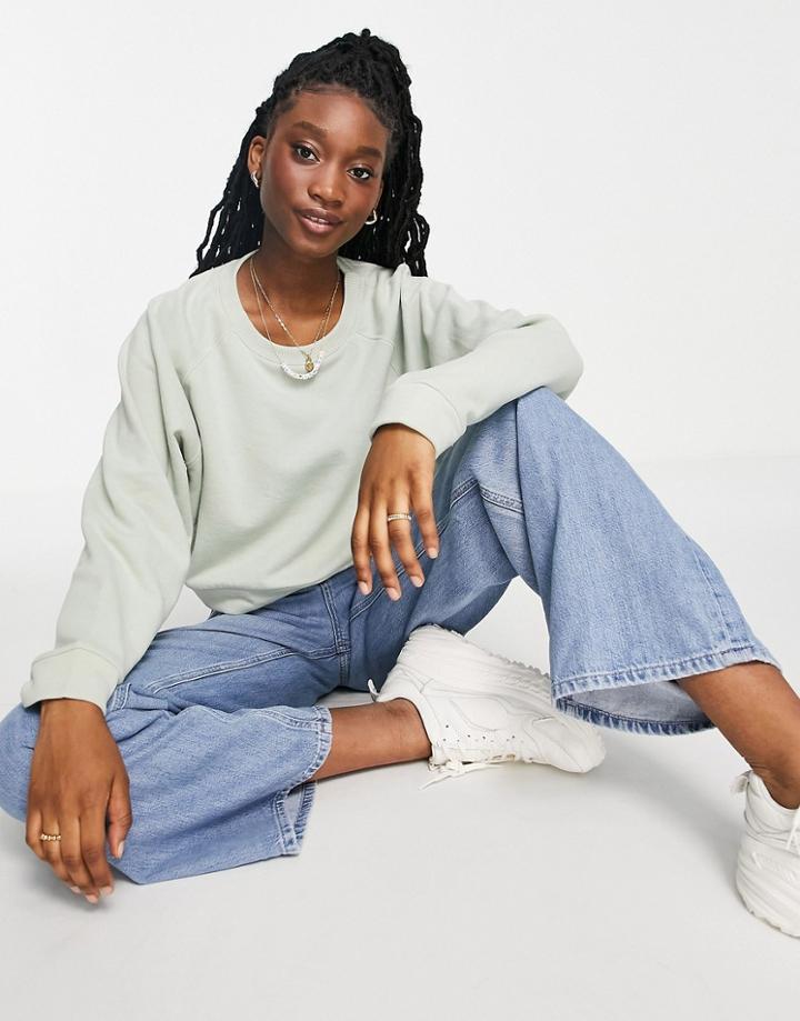 Miss Selfridge Sage Long Sleeve Crew Neck Sweatshirt-green