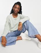 Miss Selfridge Sage Long Sleeve Crew Neck Sweatshirt-green