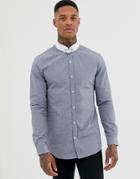 River Island Pinstripe Shirt With Collar Bar In Gray - Gray
