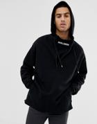 Asos Design Hoodie With Neck Slogan Embroidery - Black