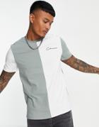 Closure White And Gray Color Block Printed Logo T-shirt