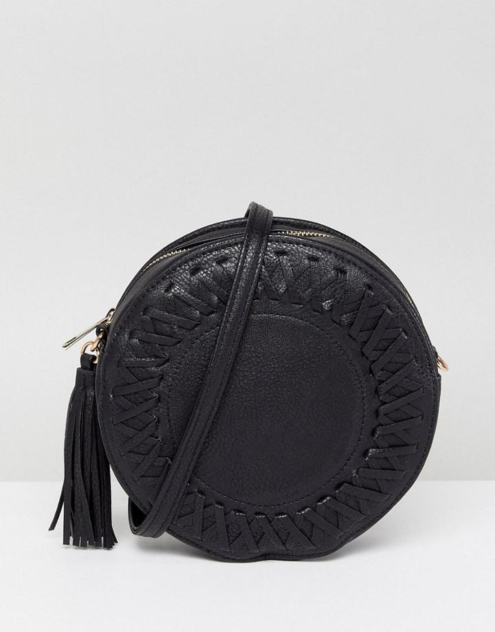 Liqourish Round Crossbody Bag - Black