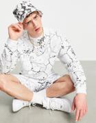 Asos Unrvlld Spply Oversized Sweatshirt With All Over Map Print In White - Part Of A Set