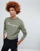 Champion Sweatshirt With Large Logo In Khaki - Green