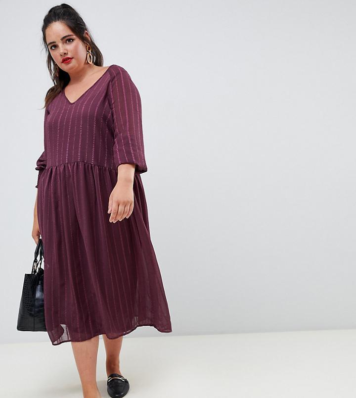 Junarose Metallic Smock Dress - Red