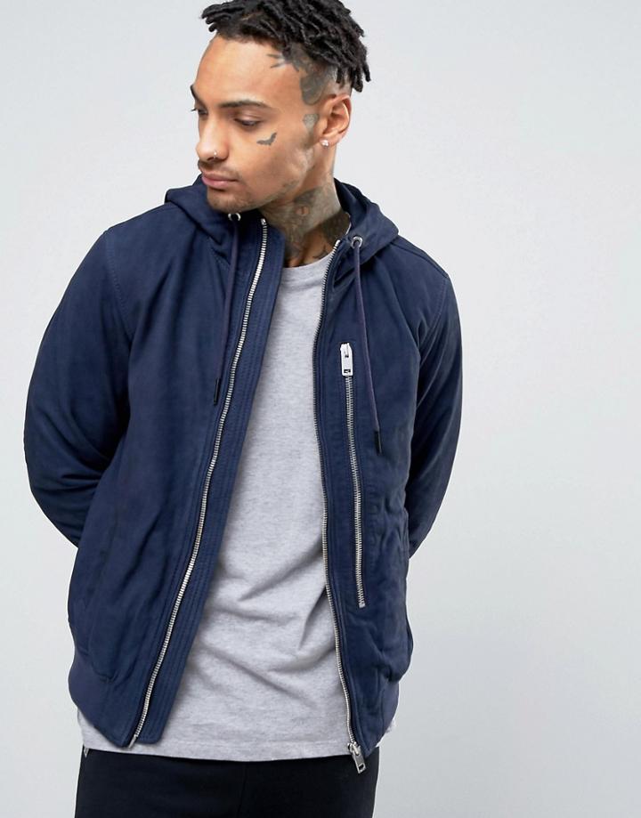 Diesel L-flo Suede Hooded Jacket - Blue