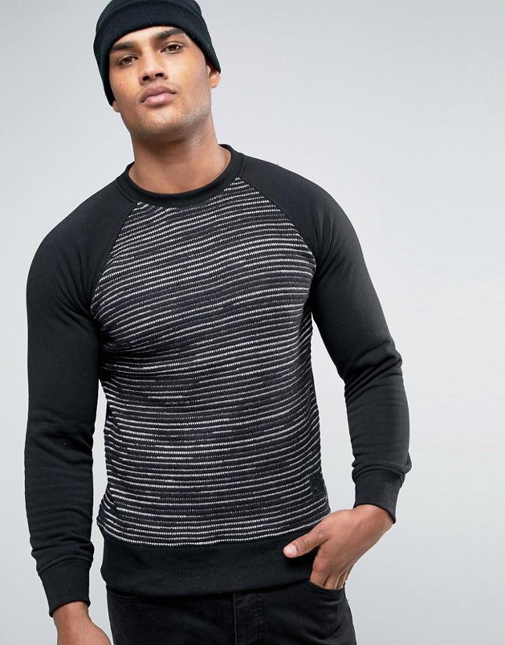 Brave Soul Laddered Sweatshirt - Black