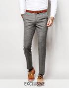 Heart & Dagger Wool Tweed Pants In Slim Fit - Gray