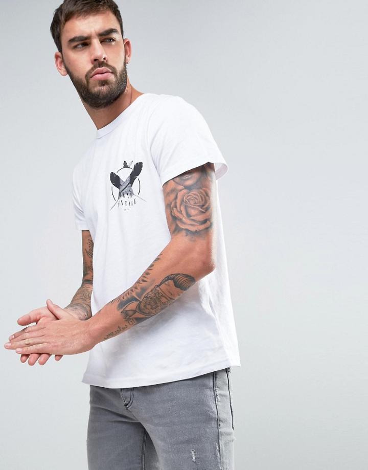 Dead Vintage Feather Chest Print T-shirt - White
