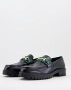 Walk London Sean Bar Chunky Loafers In Black Milled Leather