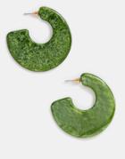 Asos Design Hoop Earrings In Moss Green Resin - Green