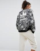 Adidas Farm Floral Placement Print Cape Sleeve Bomber Jacket - Multi