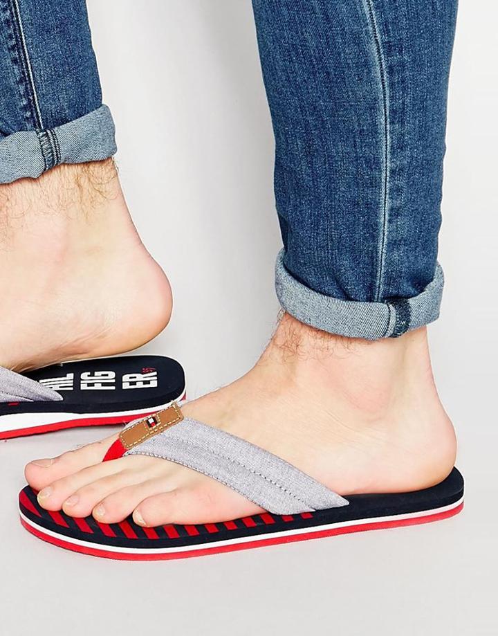 Tommy Hilfiger Logo Flip Flops - Blue