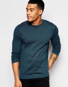 Asos Crew Neck Sweater In Teal Green Cotton - Teal