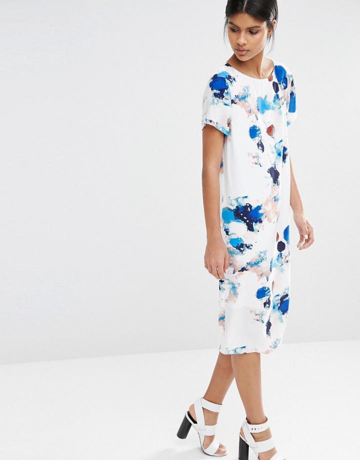 Selected Jasmin Shift Dress In Smudge Print - Printed