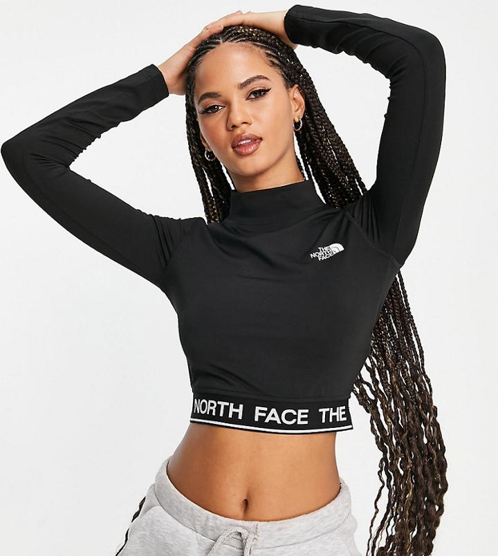 The North Face Performance Cropped Long Sleeve T-shirt In Black