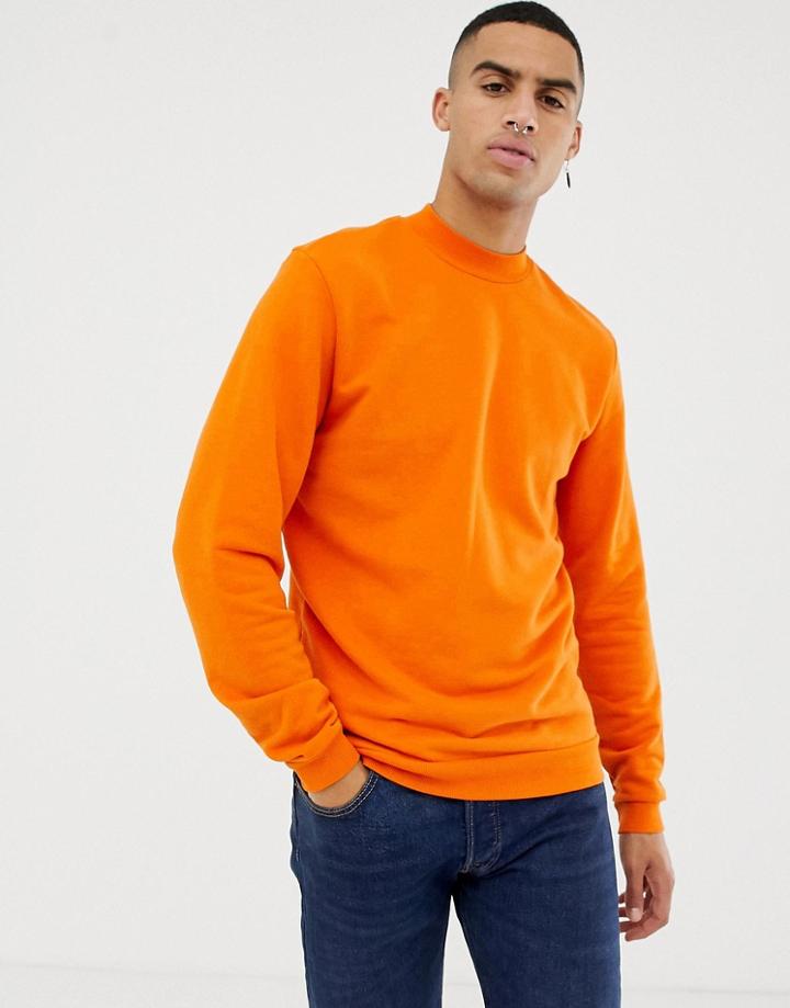 Jefferson Peached Crew Neck Sweat - Orange