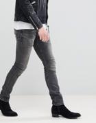Allsaints Skinny Fit Jeans In Washed Black - Black