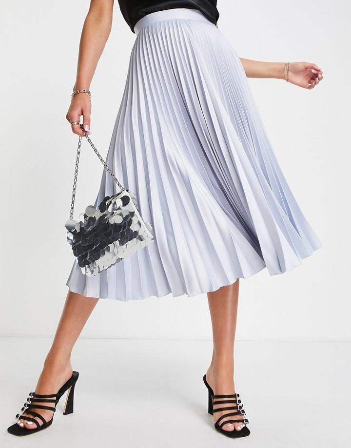 Closet London Pleated Midi Skirt In Sky Blue