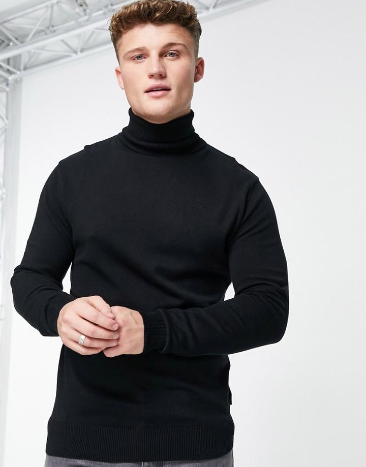 French Connection Roll Neck Sweater In Black