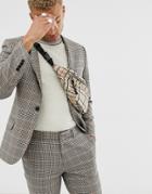 Asos Design Skinny Suit Jacket In Brown Gingham Check