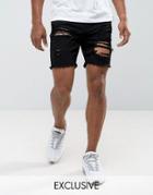 Granted Skinny Shorts In Black With Distressing - Black