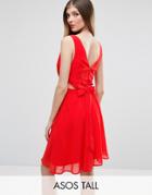 Asos Tall Side Cut Out Mini Dress With Bow Back Detail - Orange