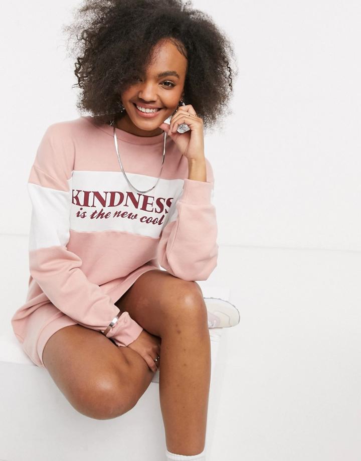 Miss Selfridge 'kindness Is The New Cool' Sweatshirt Dress In Pink