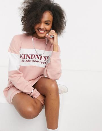 Miss Selfridge 'kindness Is The New Cool' Sweatshirt Dress In Pink