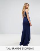Tfnc Tall Highneck Maxi Dress With Embellished Back - Navy