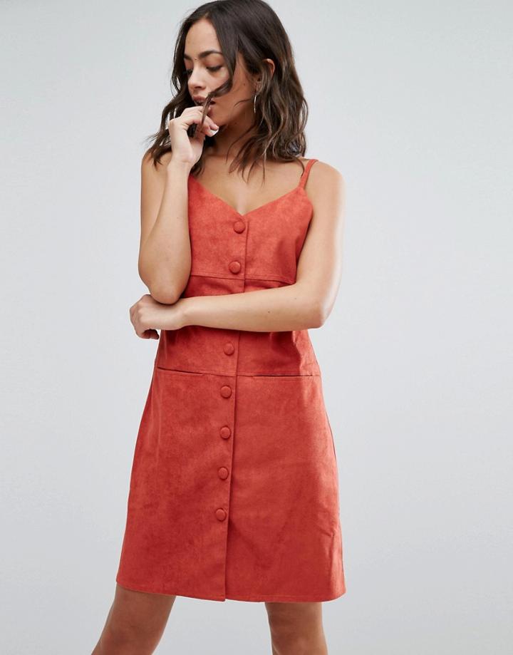 Jovonna Dandy Button Front Dress - Orange