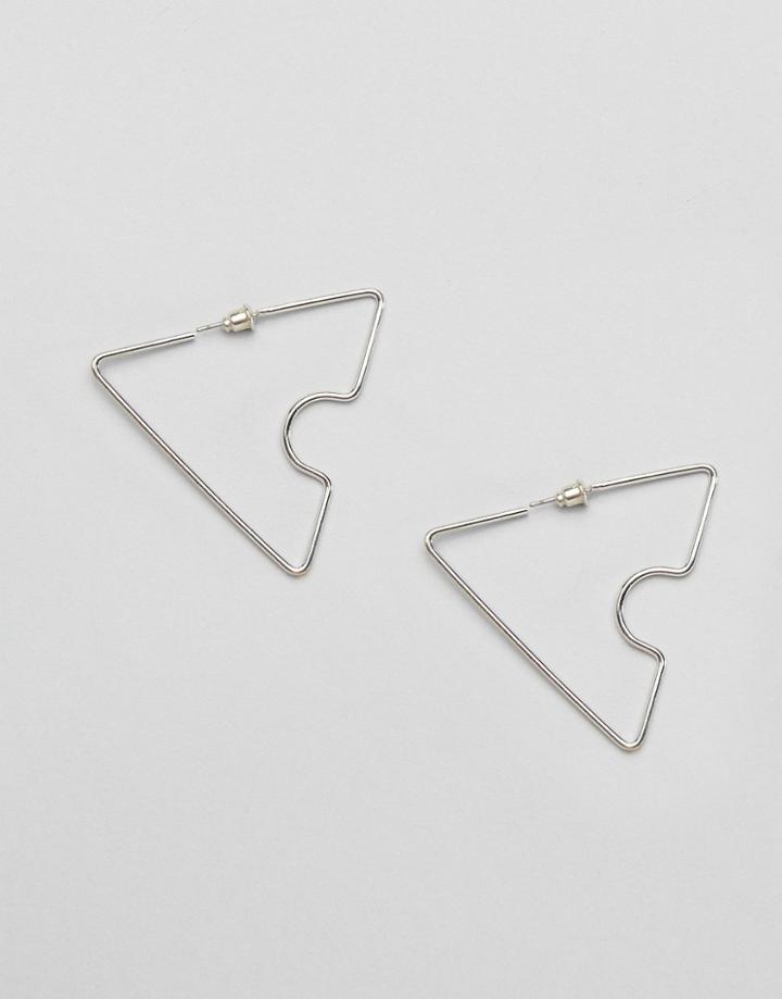 Asos Abstract Puzzle Hoop Earrings - Silver
