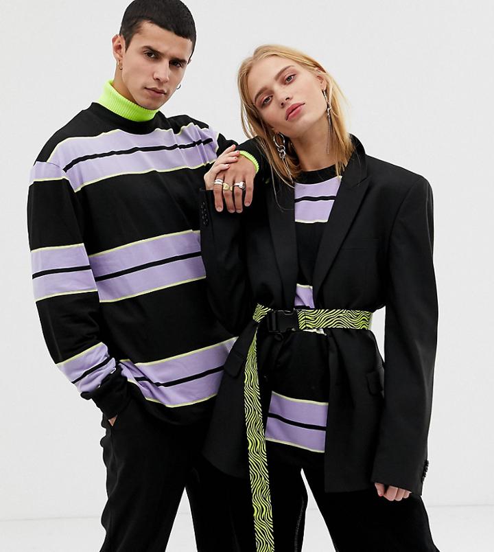 Collusion Unisex Long Sleeve T-shirt In Multi Stripe