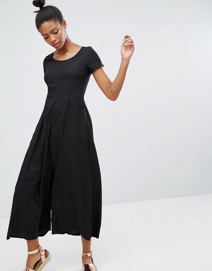 Monki Polka Dot Wide Leg Jumpsuit - Black