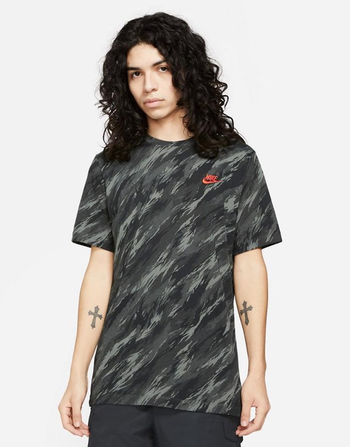 Nike All Over Print T-shirt In Black
