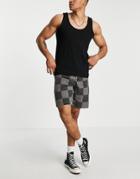 Asos Design Skater Shorts In Checkerboard-black
