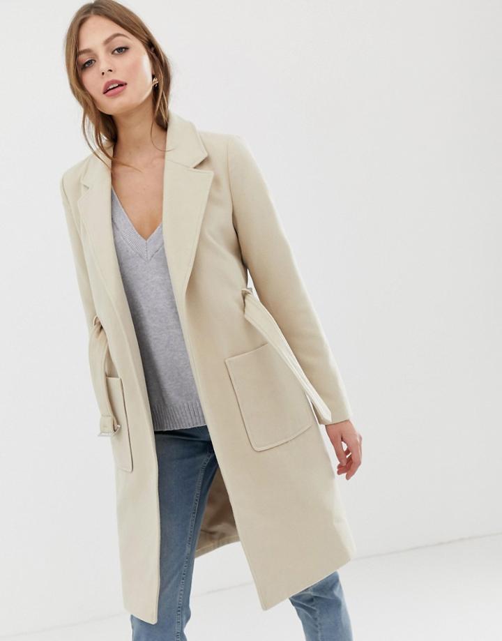 Vila Belted Tailored Coat - Beige
