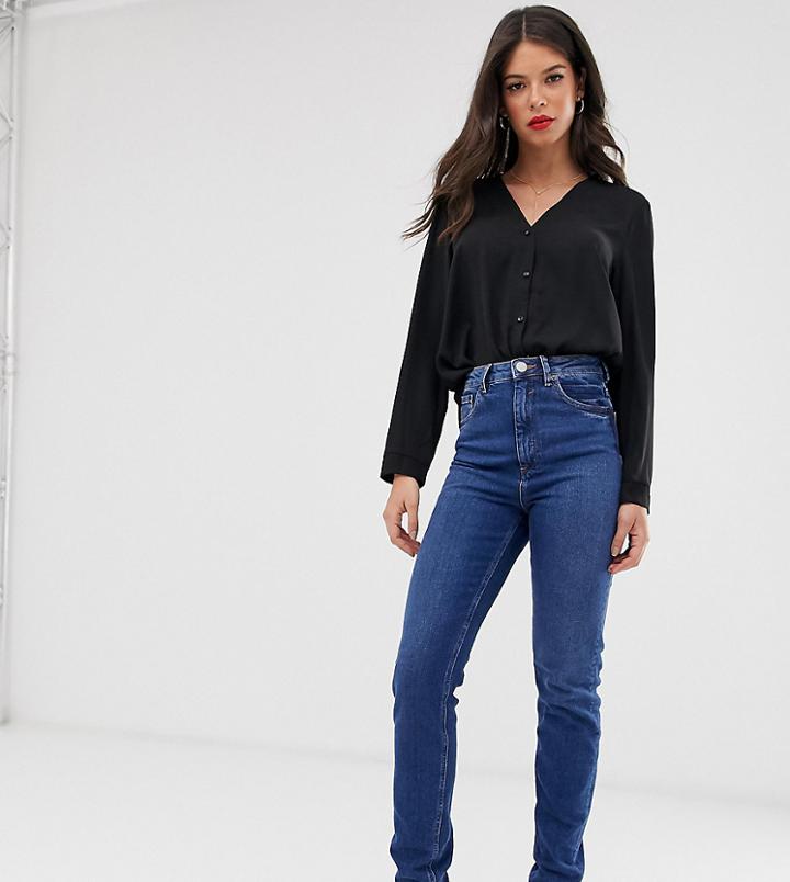 Asos Design Tall Farleigh High Waisted Slim Mom Jeans In Rich Blue