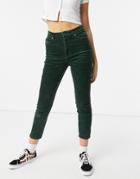 Monki Kimmy Cotton Corduroy Pants In Green