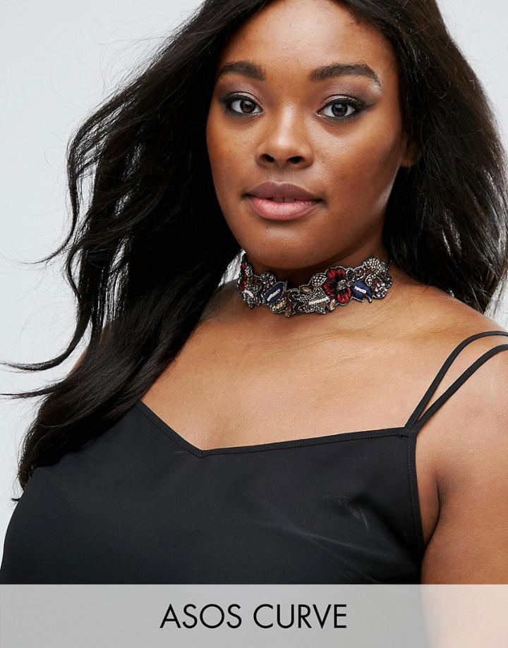Asos Curve Botanical Embellished Choker Necklace - Multi