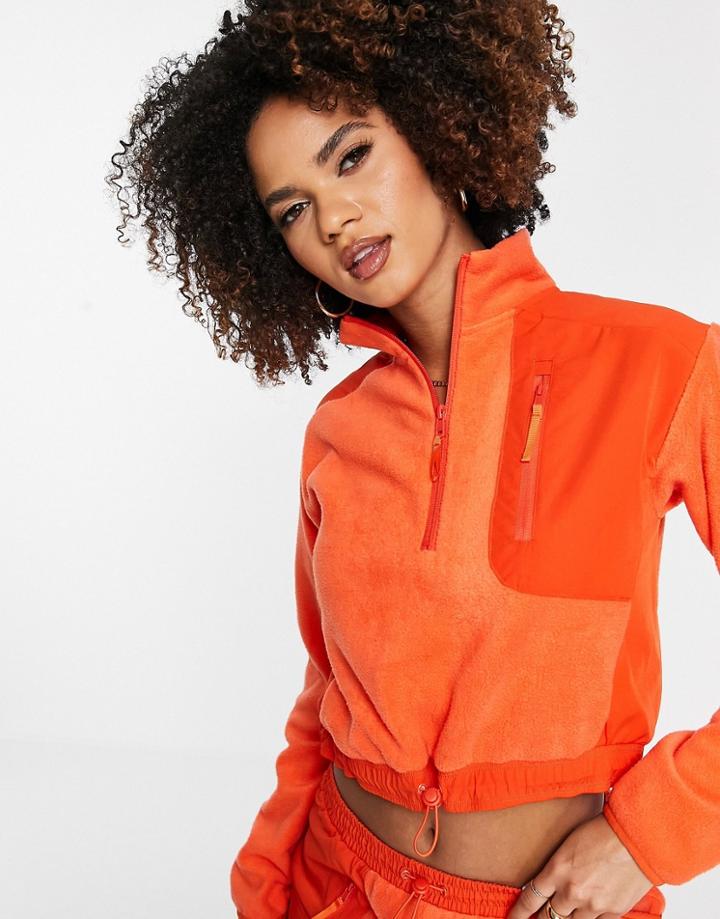 Asos 4505 Long Sleeve Sweatshirt In Woven And Fleece Hybrid-red