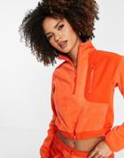 Asos 4505 Long Sleeve Sweatshirt In Woven And Fleece Hybrid-red